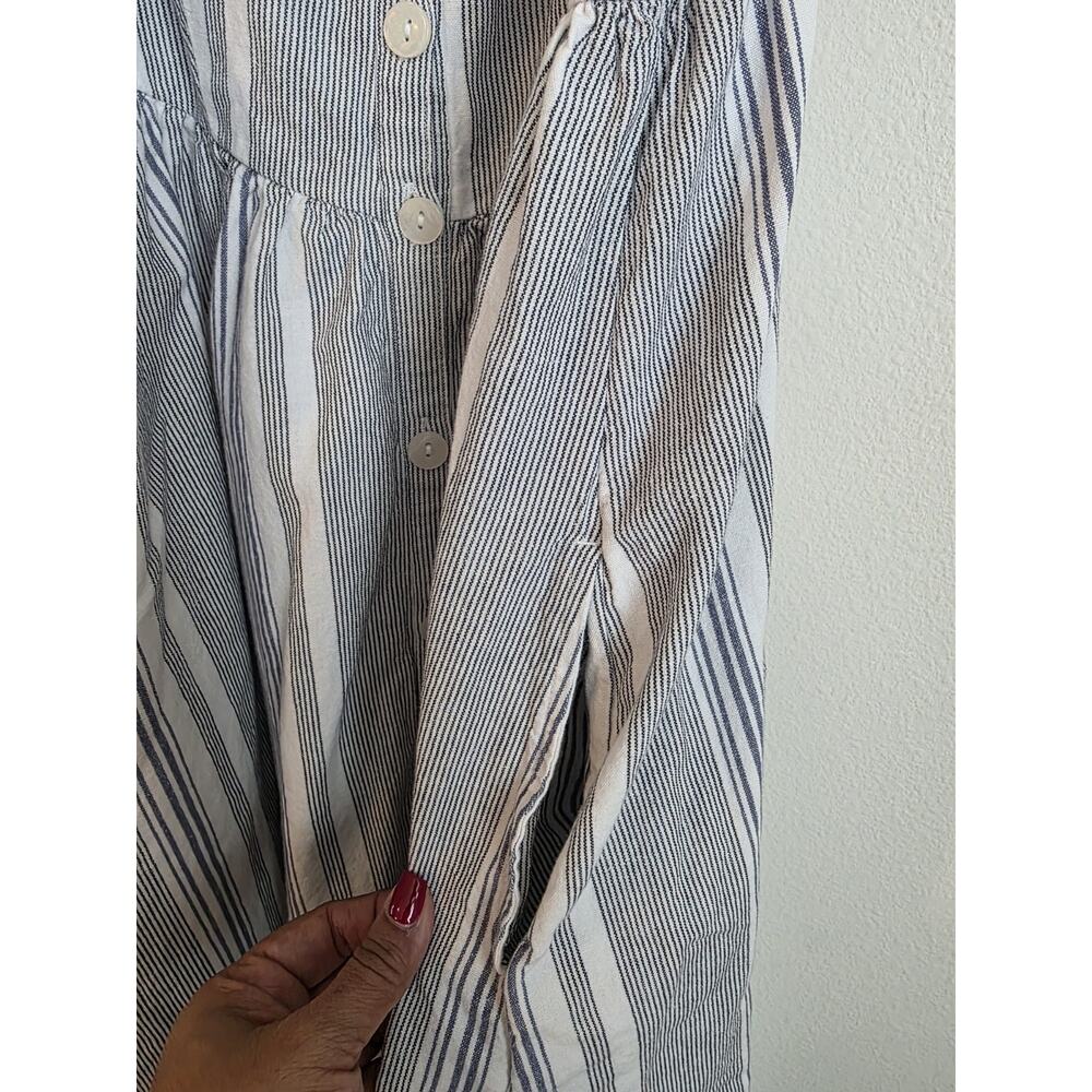 A.N.A Women Dress Sz M Blue White Striped Sleeveless Adjustable Strap - Picture 3 of 9